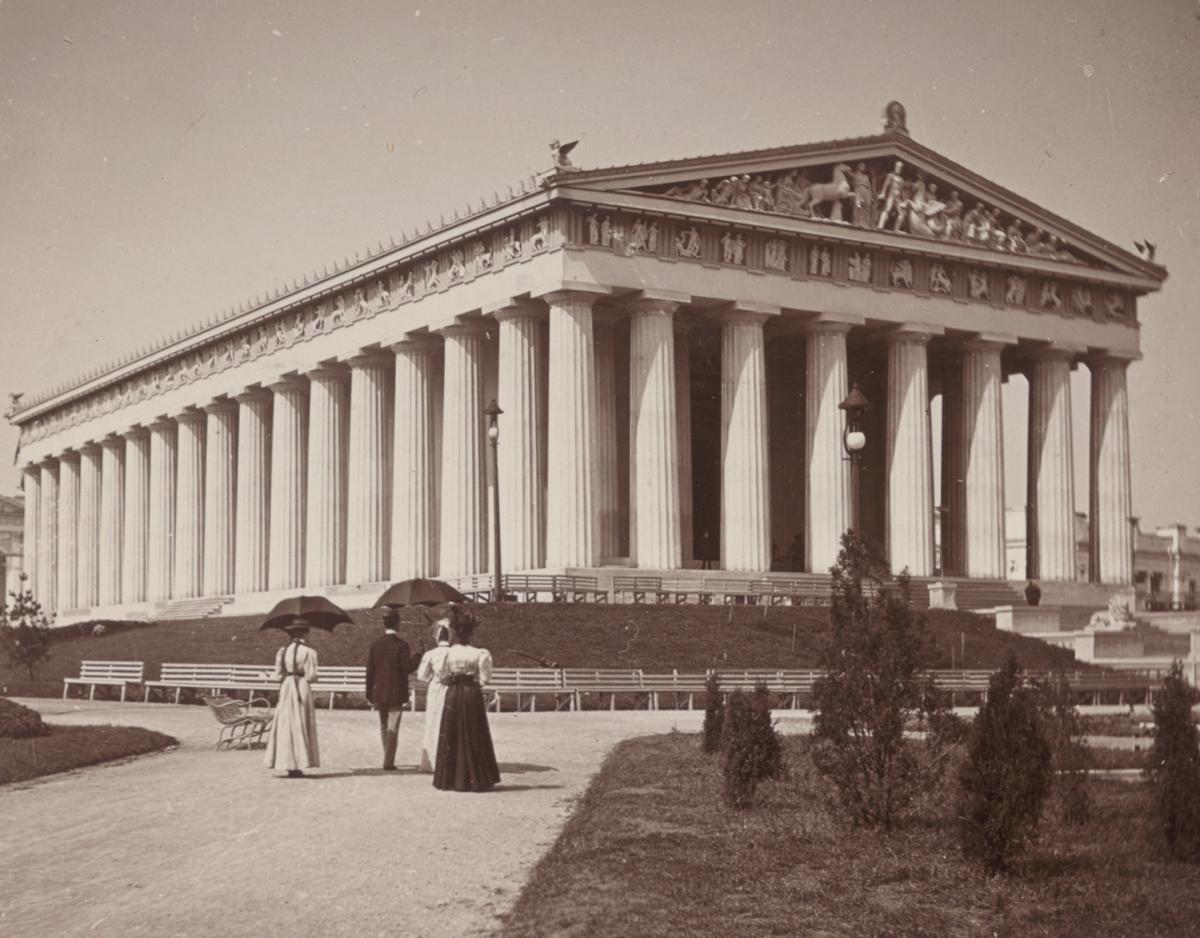 Φωτογραφία του αυθεντικού Παρθενώνα στο Νάσβιλ κατά την Εκατονταετή Έκθεση του Τενεσί το 1897. Βιβλιοθήκη του Κογκρέσου.